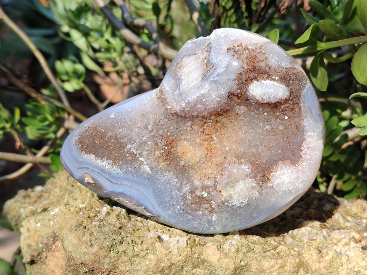 Polished and Natural Agate Nodules with Crystalline Geode Centres x 3 From Maintirano, Madagascar