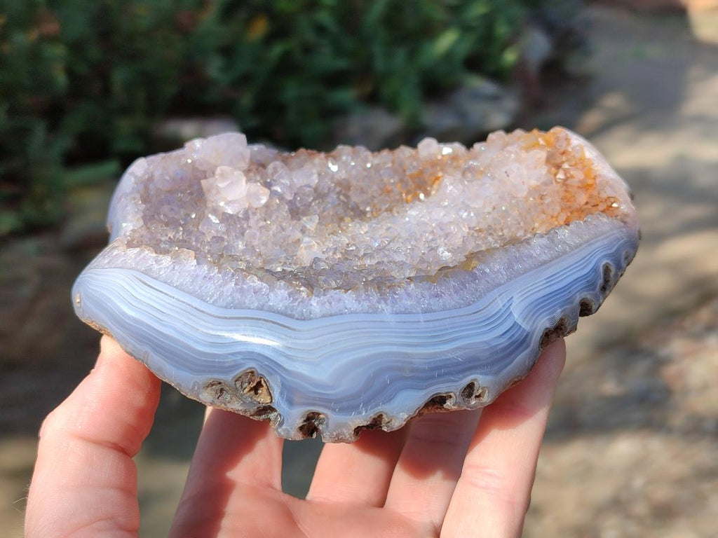 Polished and Natural Agate Nodules with Crystalline Geode Centres x 3 From Maintirano, Madagascar