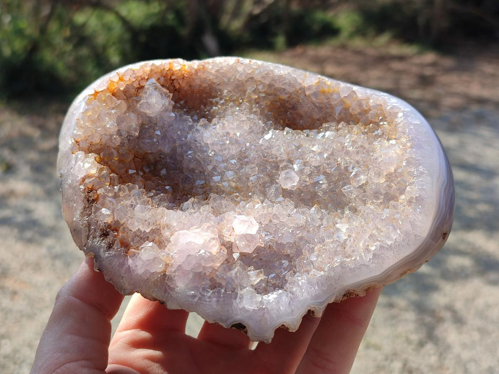 Polished and Natural Agate Nodules with Crystalline Geode Centres x 3 From Maintirano, Madagascar