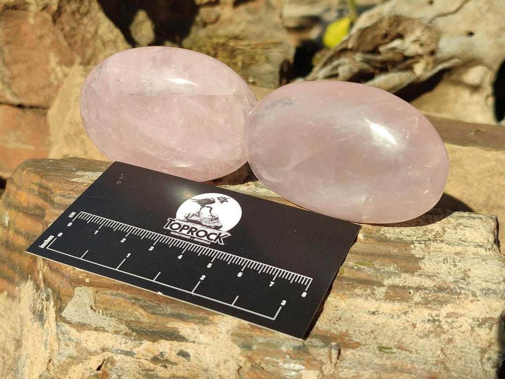 Polished Gemmy Rose Quartz Palm Stones x 12 From Madagascar
