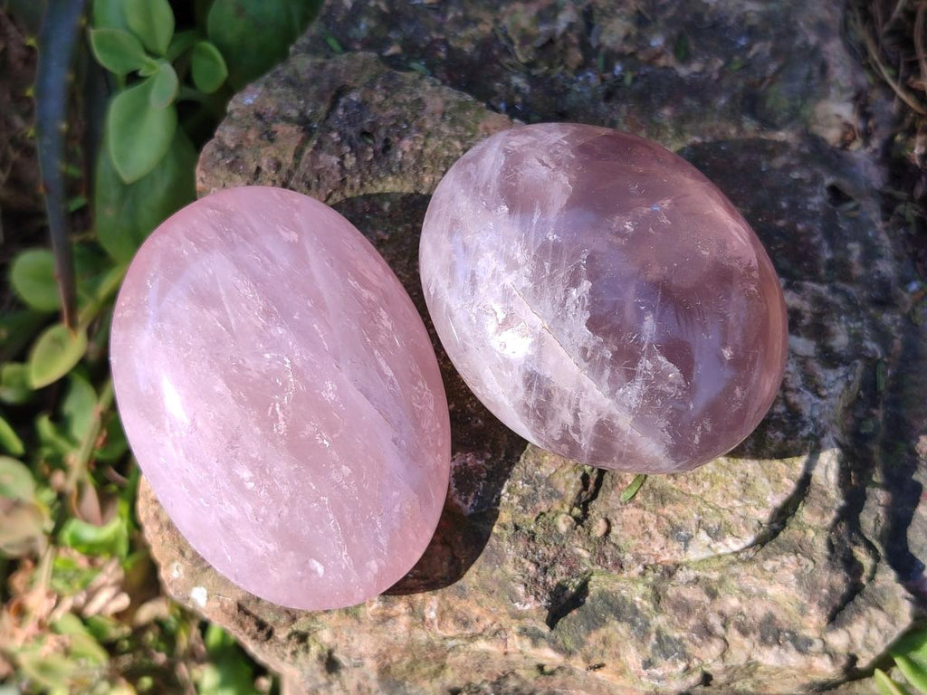 Polished Gemmy Rose Quartz Palm Stones x 12 From Madagascar