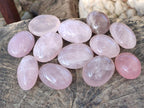 Polished Gemmy Rose Quartz Palm Stones x 12 From Madagascar