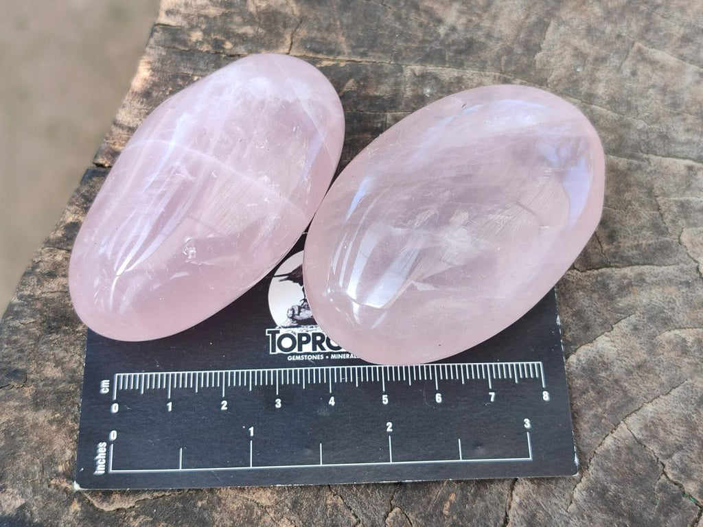 Polished Gemmy Rose Quartz Palm Stones x 12 From Madagascar