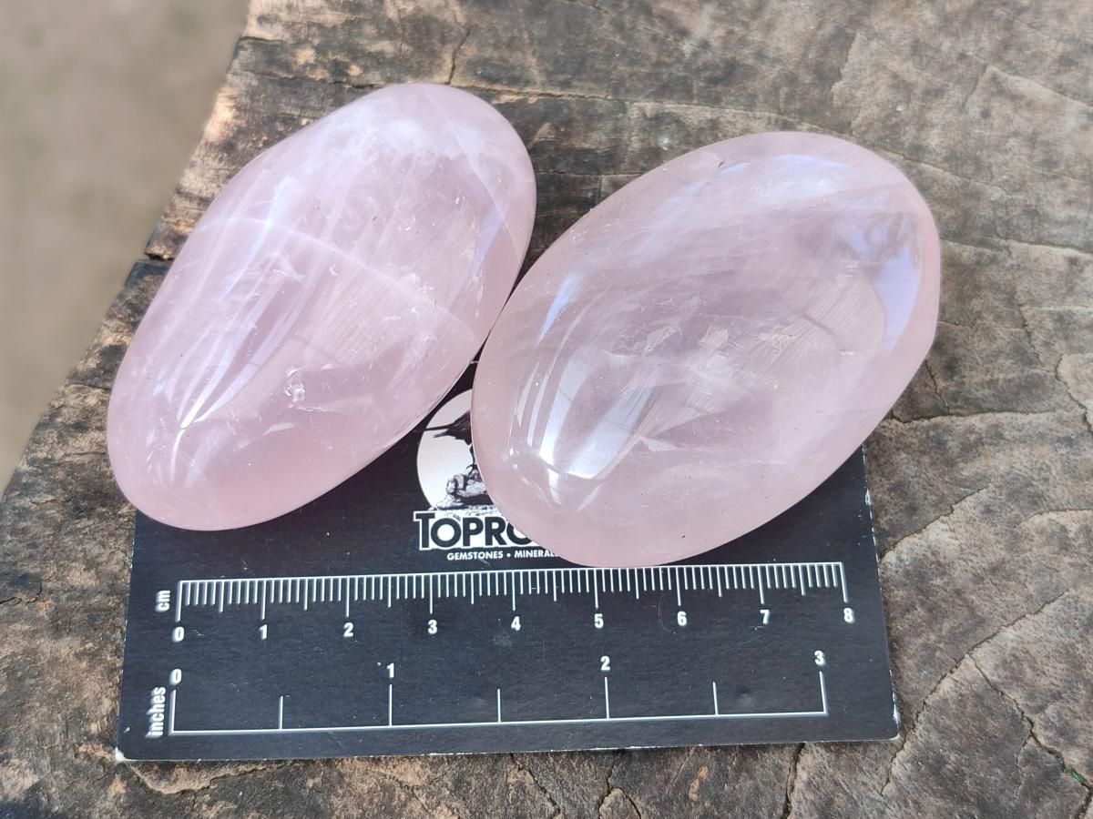 Polished Gemmy Rose Quartz Palm Stones x 12 From Madagascar