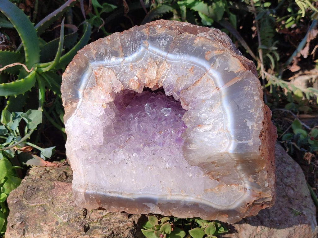 Natural XL Agate Geode with Amethyst Centre x 1 From Maintirano, Madagascar