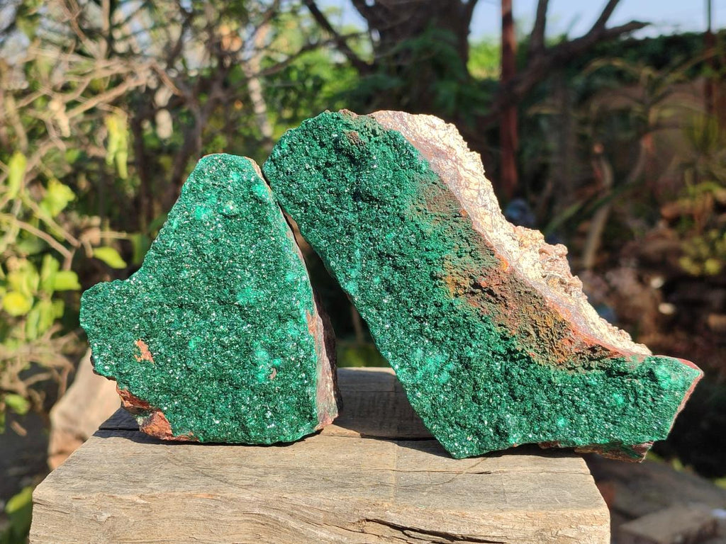 Natural Crystalline Malachite Specimens x 2 From Tenke Fungurume, Congo