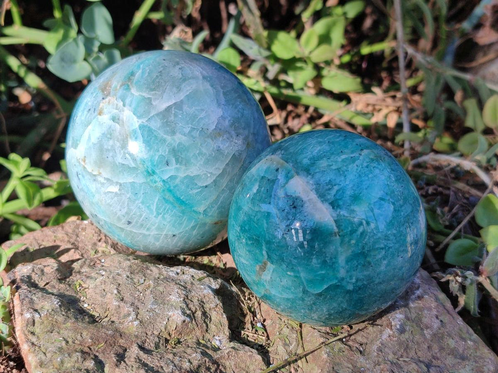 Polished Amazonite Spheres x 3 From Madagascar