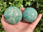 Polished Amazonite Spheres x 3 From Madagascar