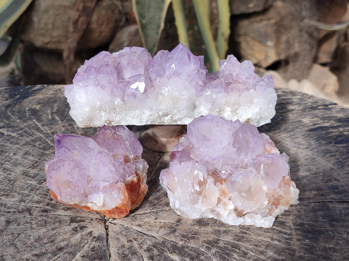 Natural Sunburst Spirit Amethyst Clusters x 3 From Boekenhouthoek, South Africa