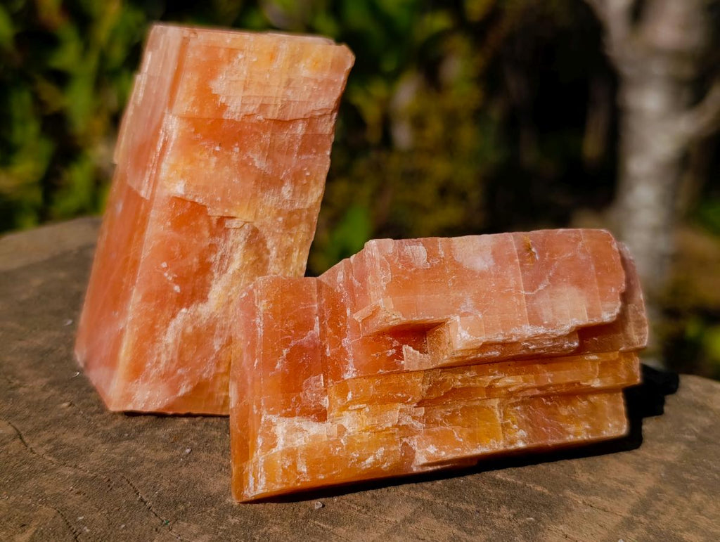 Natural Rhombohedral Sunset Orange Calcite Specimens x 12 From Spitzkop, Namibia - Toprock Gemstones and Minerals 