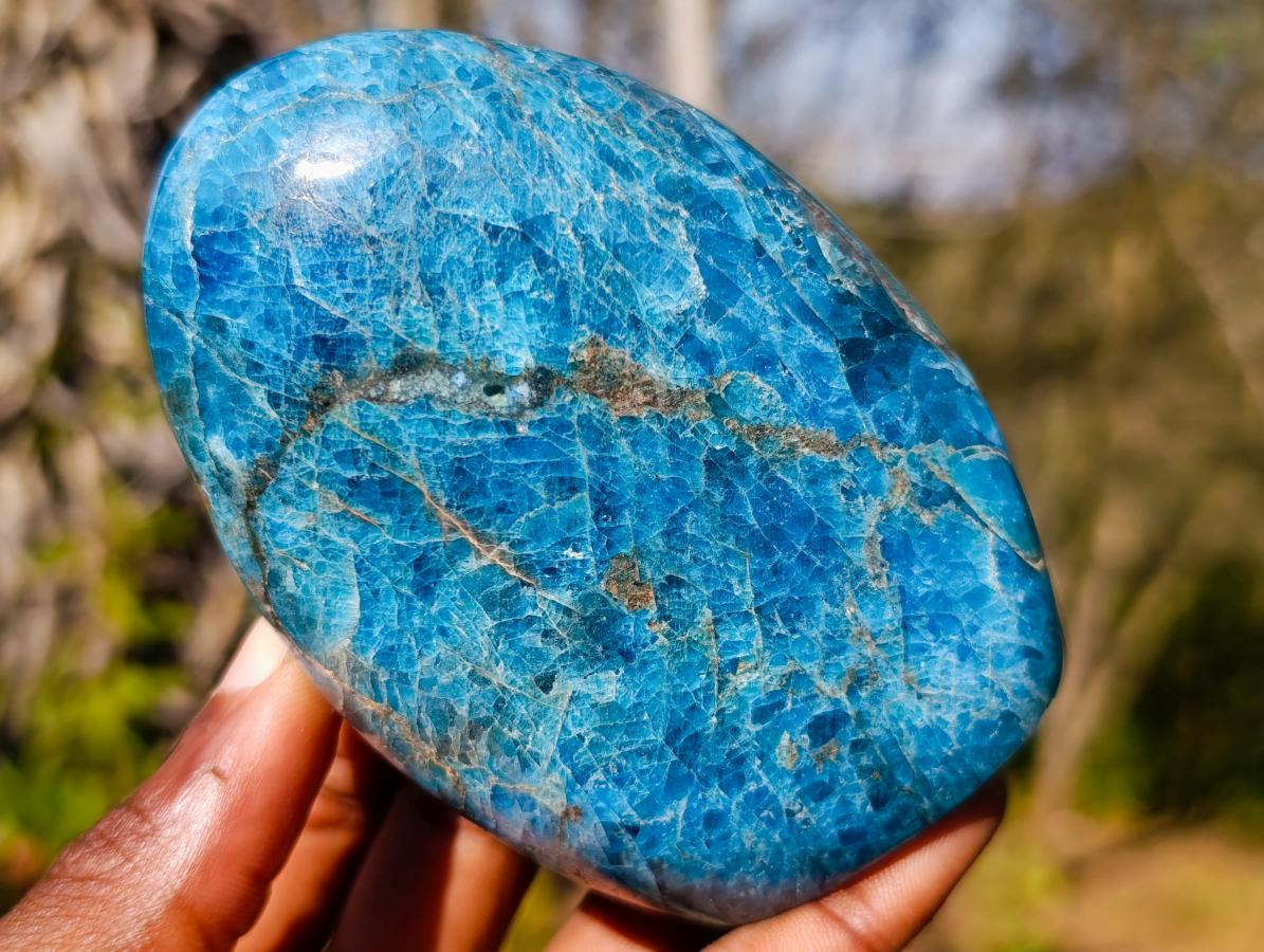 Polished Blue Apatite Standing Display Pieces x 3 From Betroka, Madagascar - Toprock Gemstones and Minerals 