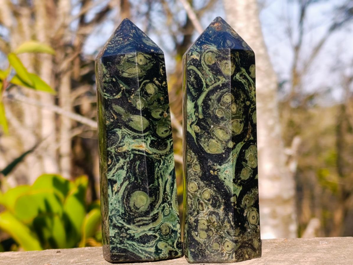 Polished Stromatolite "Kambaba Jasper" Display Crystals x 12 From Katsepy, Madagascar - Toprock Gemstones and Minerals 