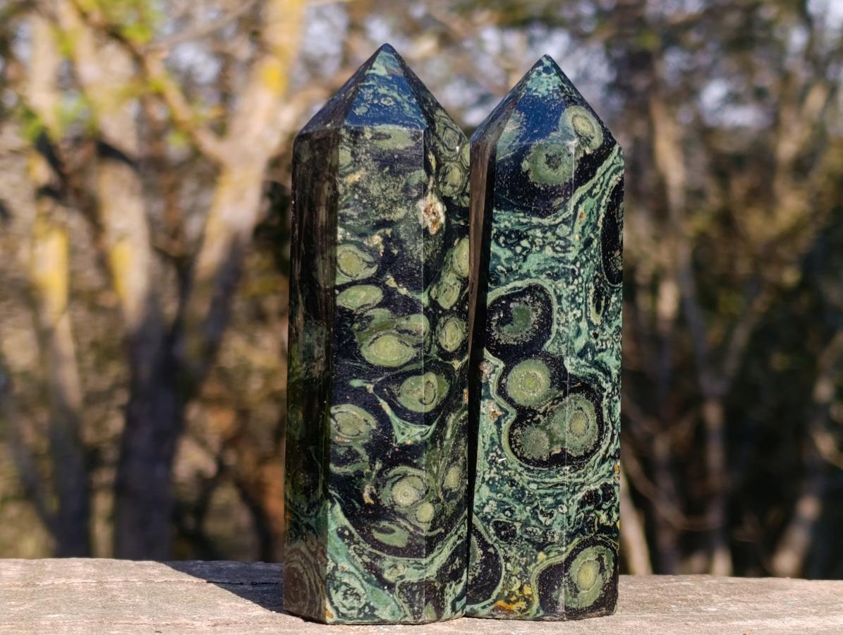 Polished Stromatolite "Kambaba Jasper" Display Crystals x 12 From Katsepy, Madagascar - Toprock Gemstones and Minerals 