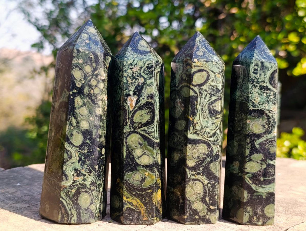 Polished Stromatolite "Kambaba Jasper" Display Crystals x 12 From Katsepy, Madagascar - Toprock Gemstones and Minerals 