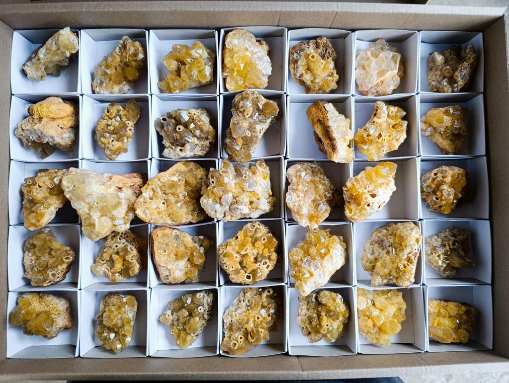 Natural Golden Limonite Quartz Clusters x 35 From Solwezi, Zambia - Toprock Gemstones and Minerals 