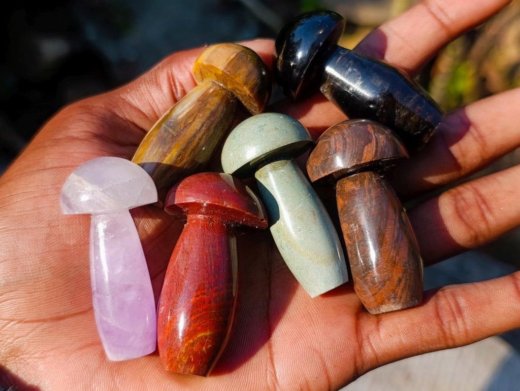 Polished Small Mixed Selection of Mushrooms x 35 From Madagascar - Toprock Gemstones and Minerals 