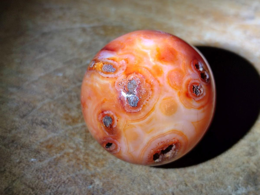 Polished and Natural Carnelian Agate Gemstone Spheres x 4 From Madagascar