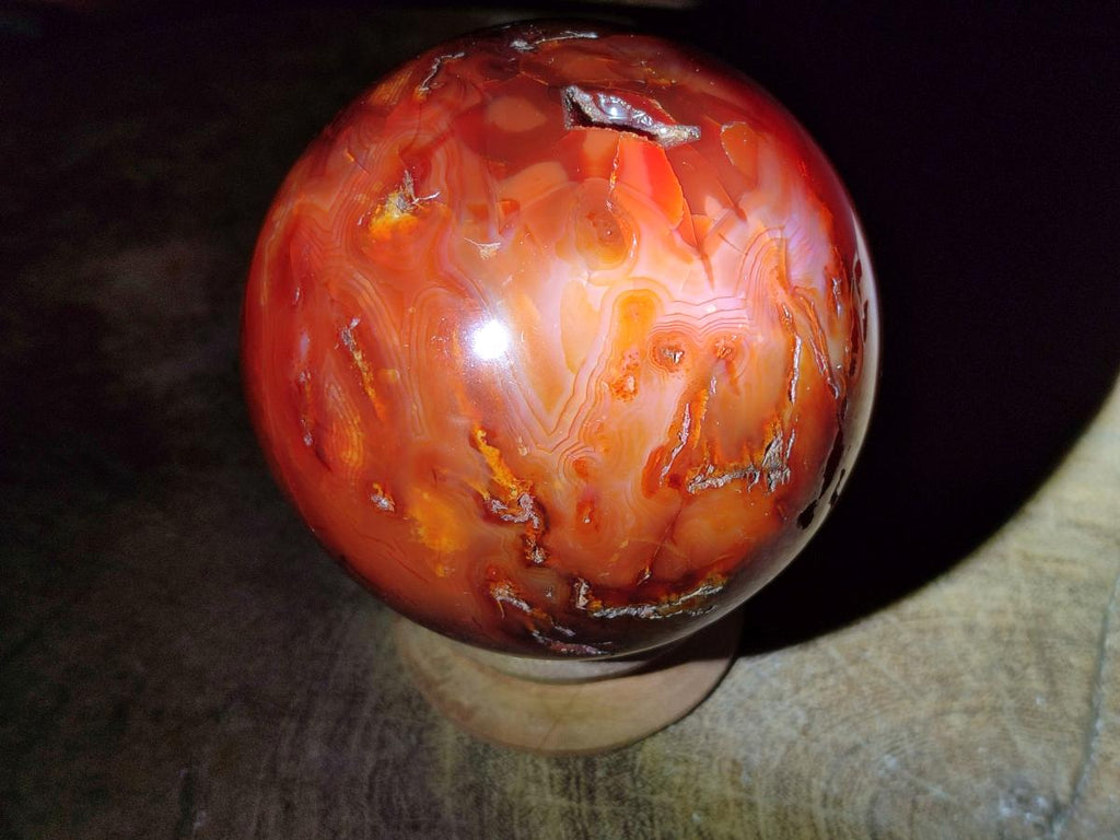 Polished and Natural Carnelian Agate Gemstone Spheres x 4 From Madagascar