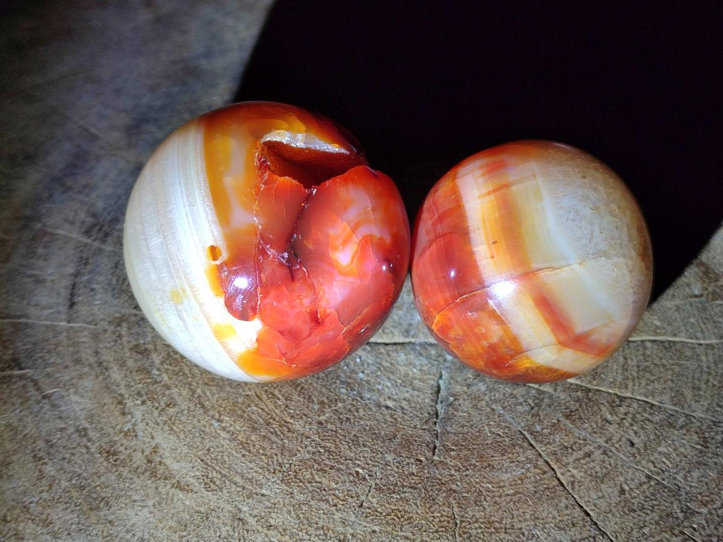 Polished and Natural Carnelian Agate Gemstone Spheres x 4 From Madagascar