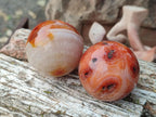 Polished and Natural Carnelian Agate Gemstone Spheres x 4 From Madagascar