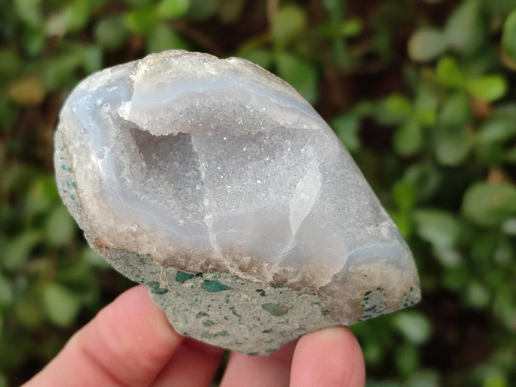 Polished One Side Blue Lace Agate Geodes x 12 From Nsanje, Malawi
