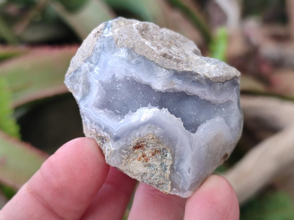Polished One Side Blue Lace Agate Geodes x 12 From Nsanje, Malawi