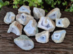 Polished One Side Blue Lace Agate Geodes x 12 From Nsanje, Malawi