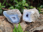 Polished One Side Blue Lace Agate Geodes x 12 From Nsanje, Malawi
