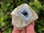 Polished One Side Blue Lace Agate Geodes x 12 From Nsanje, Malawi