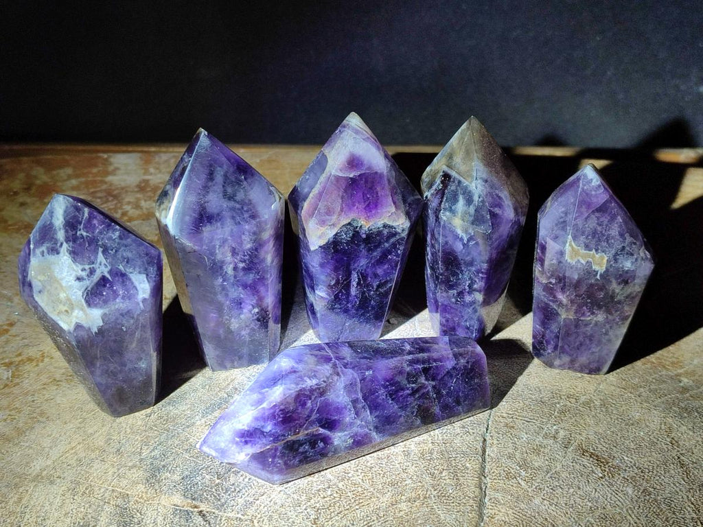 Polished Chevron Amethyst Display Crystals x 6 From Zambia
