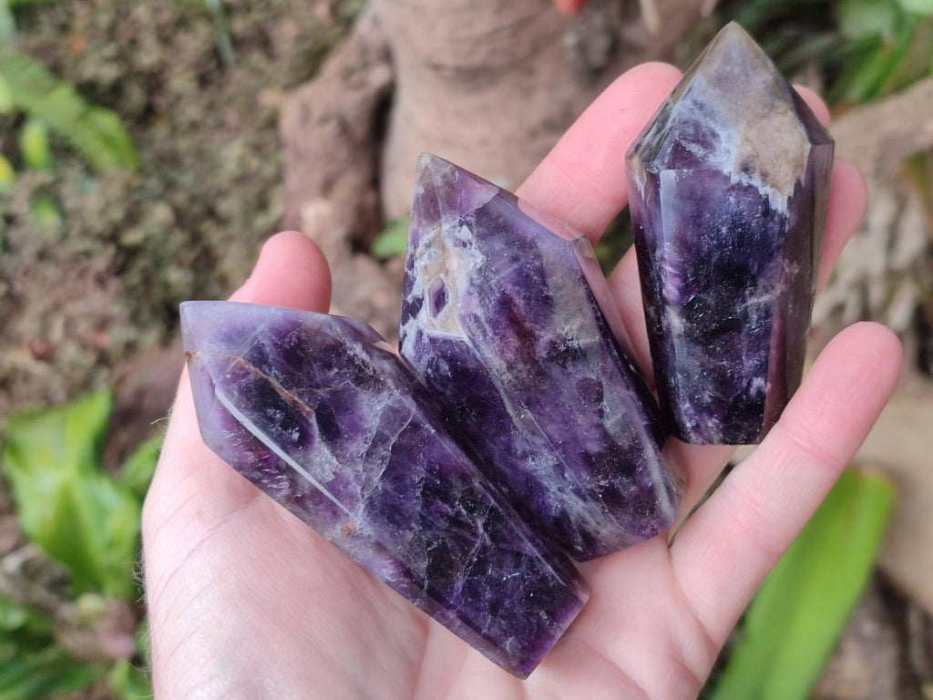 Polished Chevron Amethyst Display Crystals x 6 From Zambia