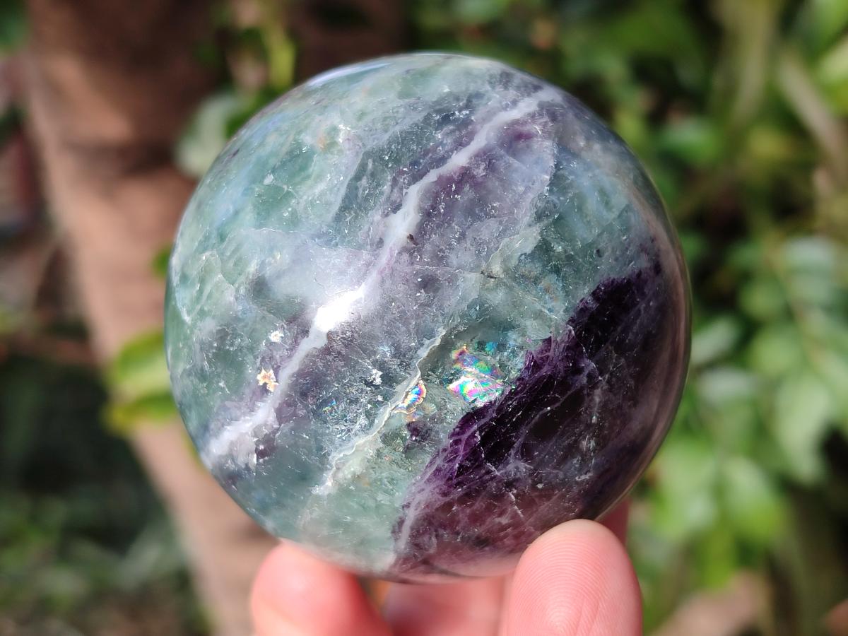 Polished Watermelon Fluorite Spheres x 3 From Uis, Namibia