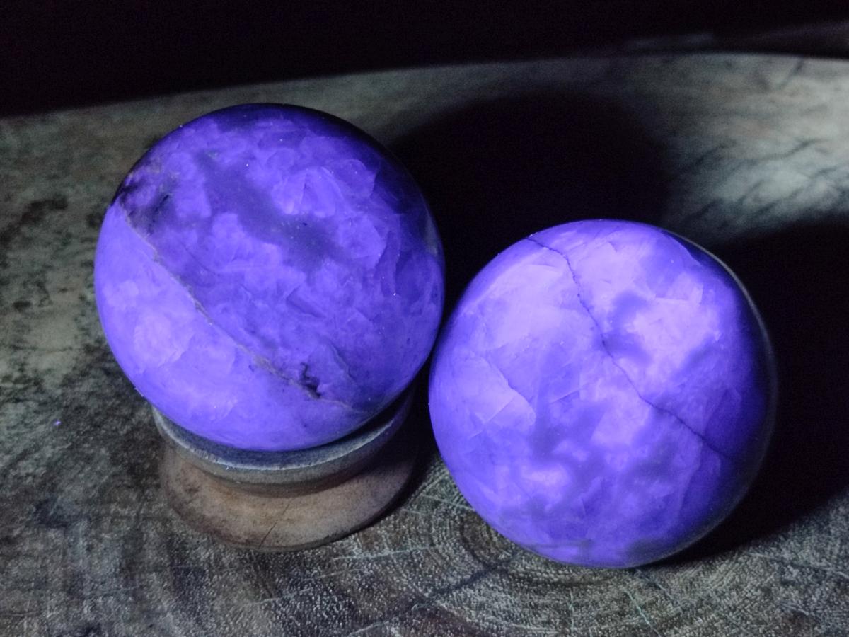 Polished Watermelon Fluorite Spheres x 3 From Uis, Namibia