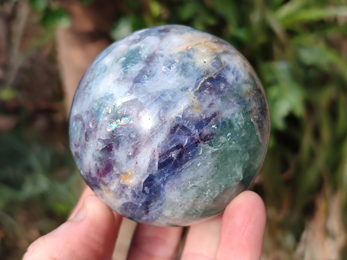 Polished Watermelon Fluorite Spheres x 3 From Uis, Namibia