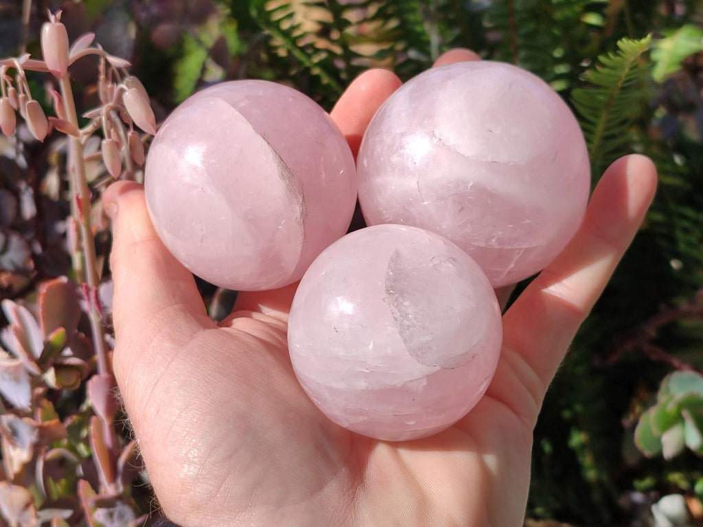 Polished Gemmy Star Rose Quartz Spheres x 6 From Madagascar - Toprock Gemstones and Minerals 