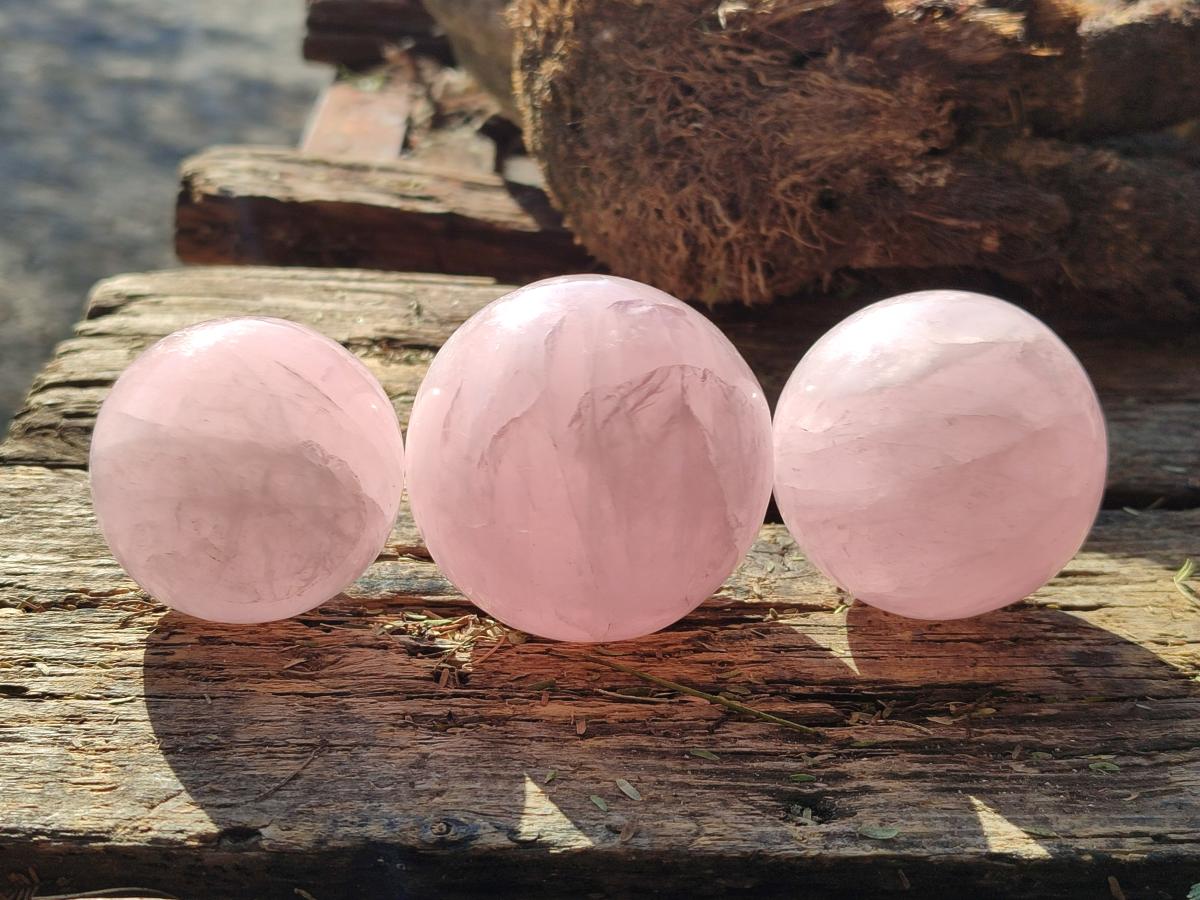 Polished Gemmy Star Rose Quartz Spheres x 6 From Madagascar - Toprock Gemstones and Minerals 