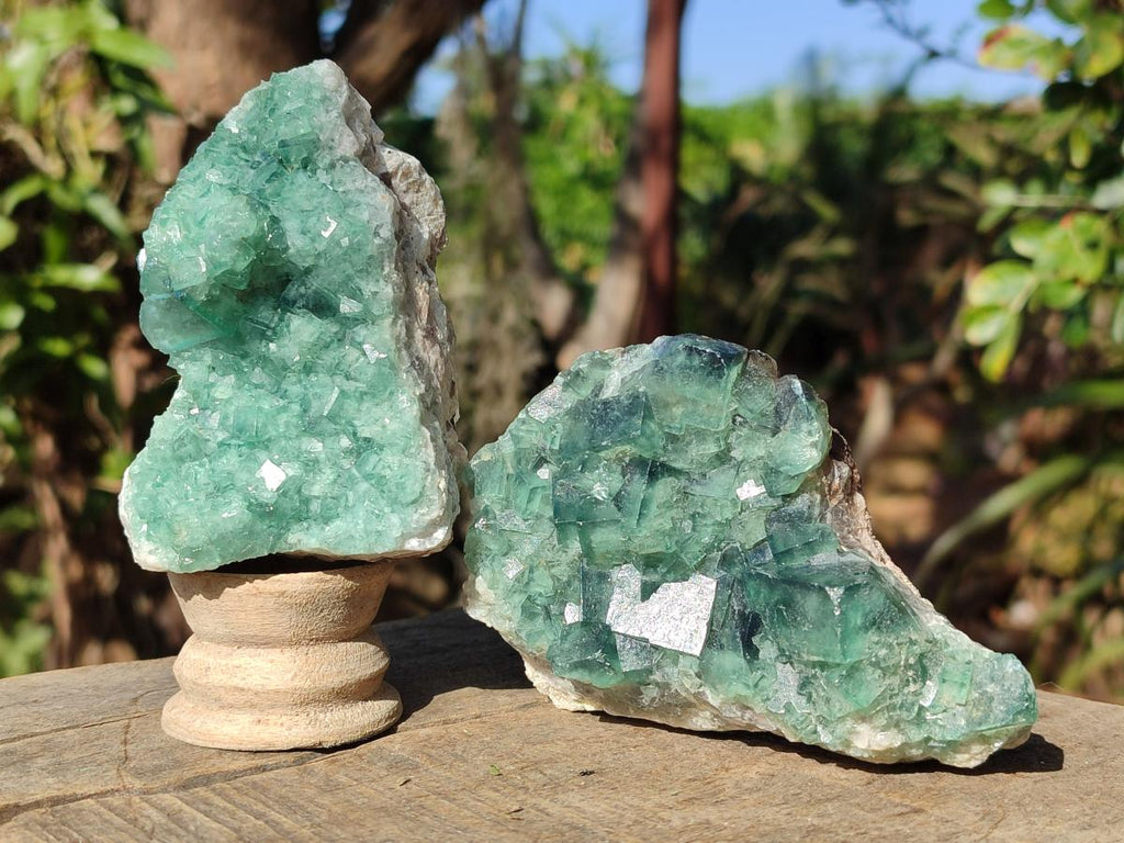 Natural Green Cubic Fluorite Specimens x 6 From Mandrosonoro, Madagascar - Toprock Gemstones and Minerals 