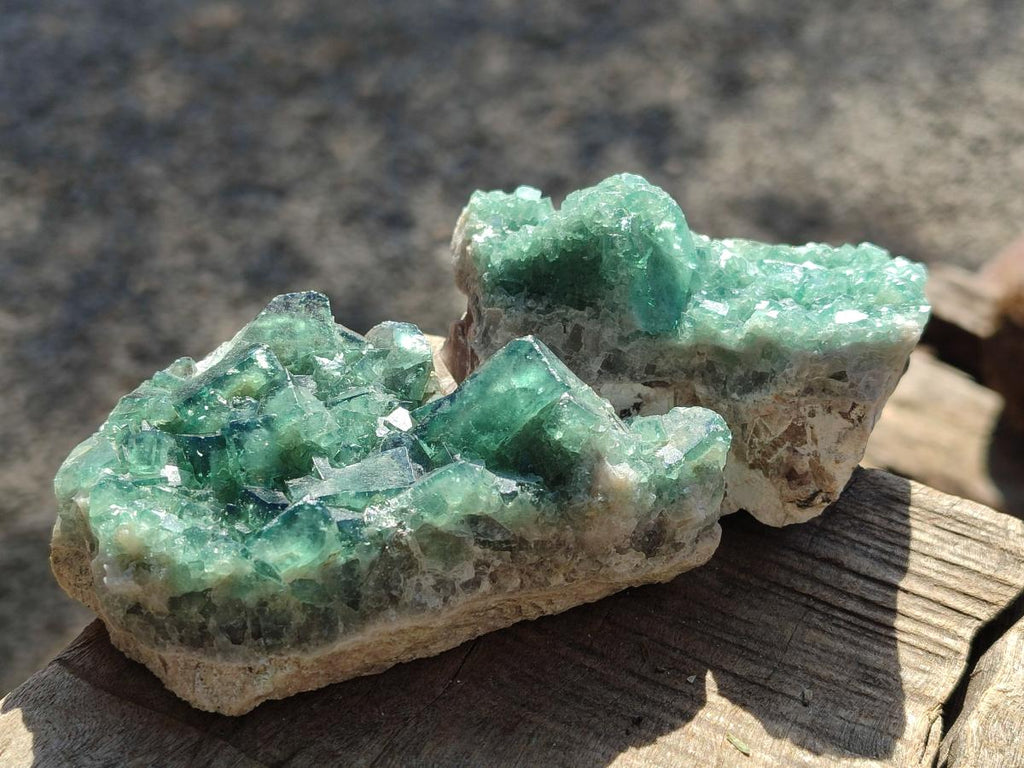 Natural Green Cubic Fluorite Specimens x 6 From Mandrosonoro, Madagascar - Toprock Gemstones and Minerals 