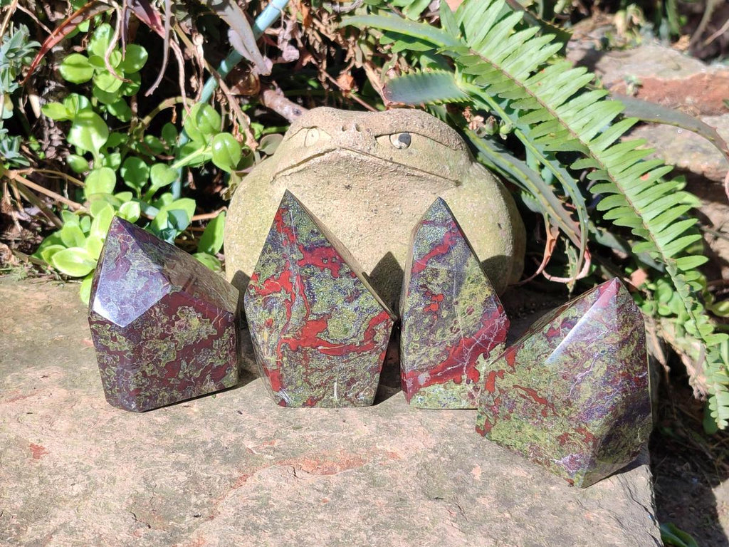 Polished Bastite Dragonsblood Stone Display Crystals x 4 From Tshipise, South Africa - Toprock Gemstones and Minerals 