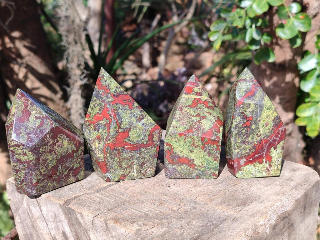 Polished Bastite Dragonsblood Stone Display Crystals x 4 From Tshipise, South Africa - Toprock Gemstones and Minerals 