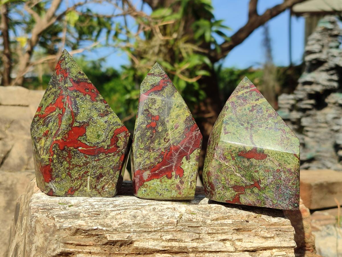 Polished Bastite Dragonsblood Stone Display Crystals x 4 From Tshipise, South Africa - Toprock Gemstones and Minerals 