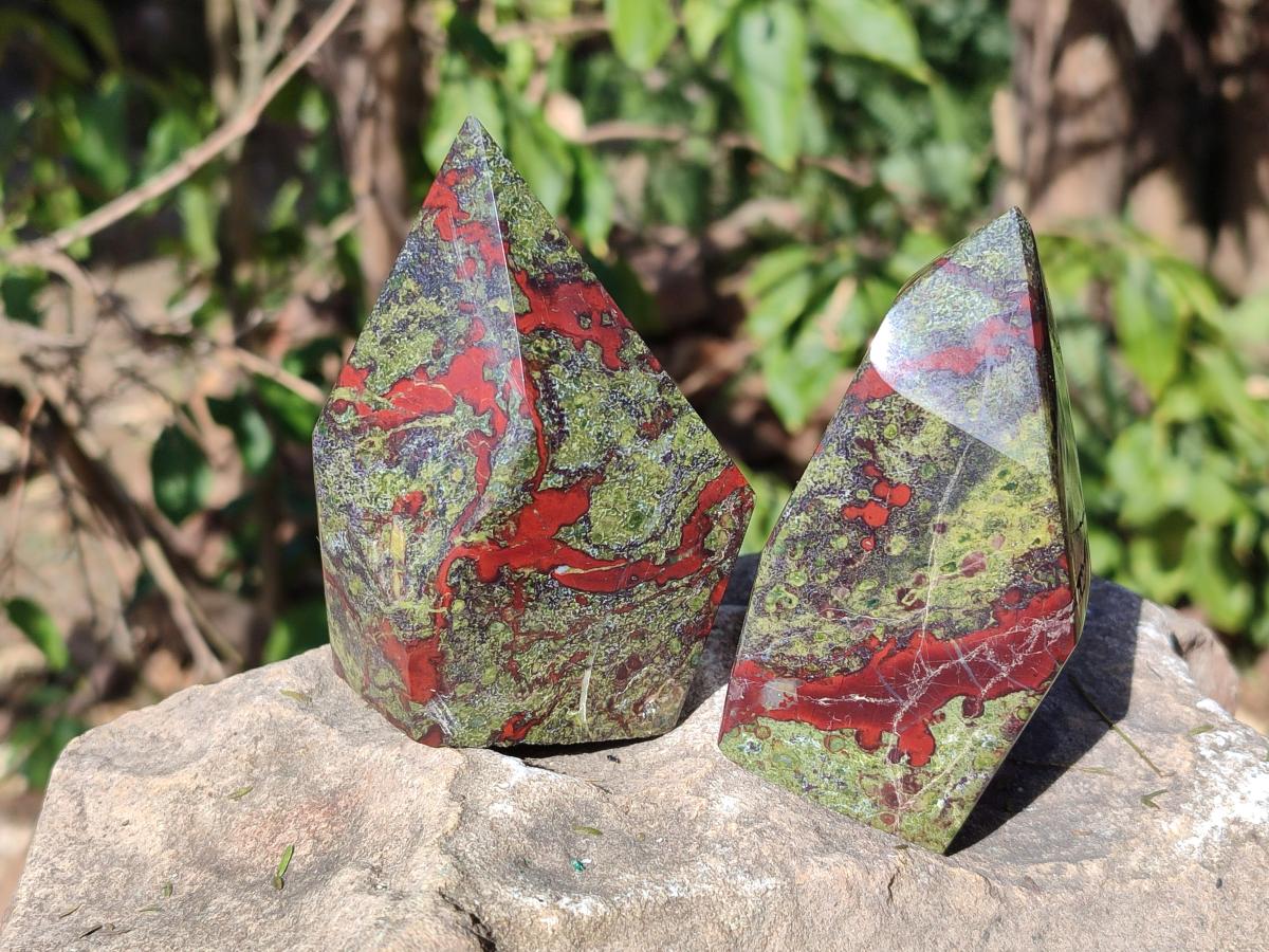Polished Bastite Dragonsblood Stone Display Crystals x 4 From Tshipise, South Africa - Toprock Gemstones and Minerals 