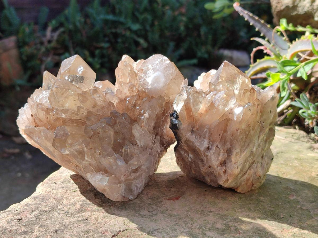 Polished and Natural Cascading Smokey Citrine Quartz Clusters x 2 From Luena, Congo - Toprock Gemstones and Minerals 