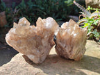 Polished and Natural Cascading Smokey Citrine Quartz Clusters x 2 From Luena, Congo - Toprock Gemstones and Minerals 