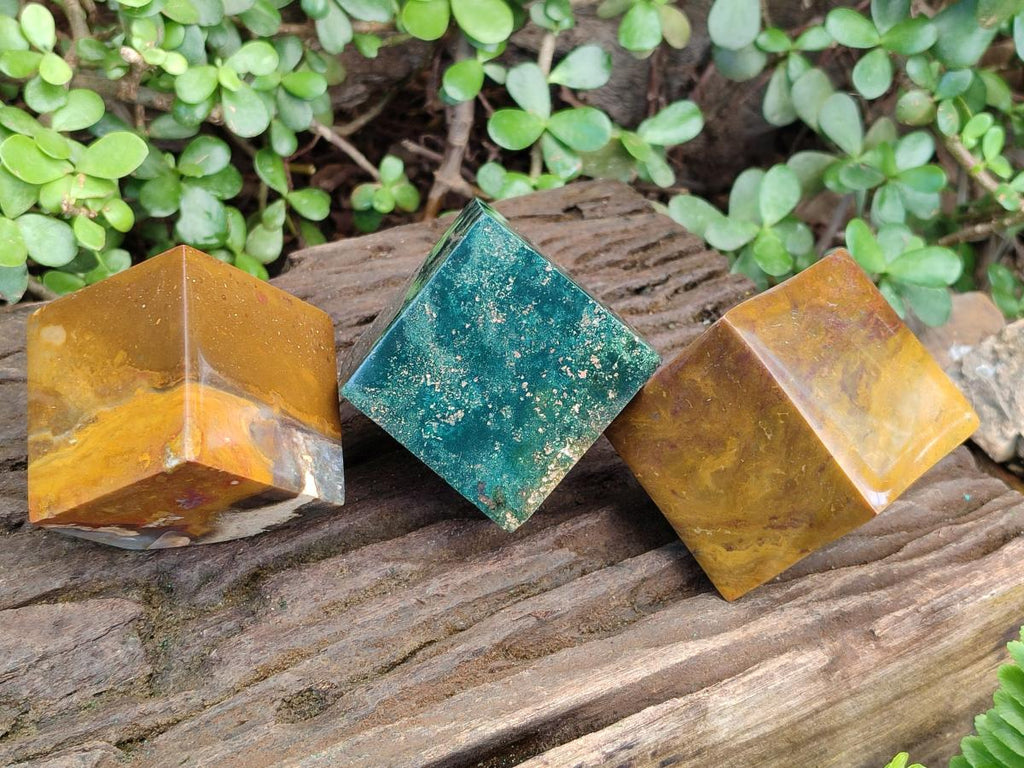 Polished Ocean Jasper Cubes x 3 From Northwest Coast, Madagascar - Toprock Gemstones and Minerals 