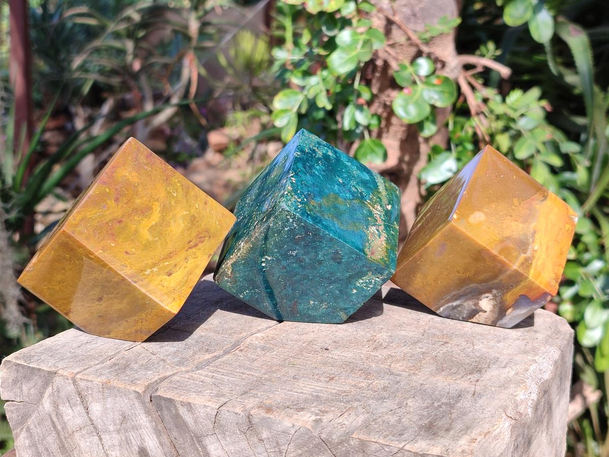 Polished Ocean Jasper Cubes x 3 From Northwest Coast, Madagascar - Toprock Gemstones and Minerals 
