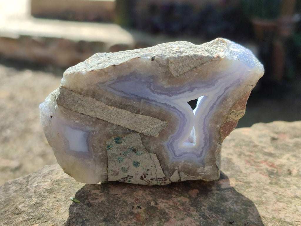 Polished and Natural One Side Blue Lace Agate Geodes x 6 From Nsanje, Malawi - Toprock Gemstones and Minerals 