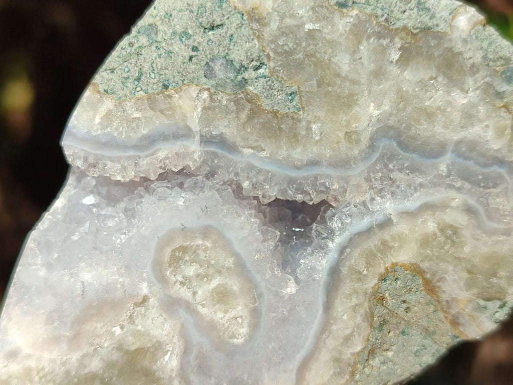 Polished and Natural One Side Blue Lace Agate Geodes x 6 From Nsanje, Malawi - Toprock Gemstones and Minerals 