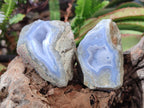 Polished and Natural One Side Blue Lace Agate Geodes x 6 From Nsanje, Malawi - Toprock Gemstones and Minerals 