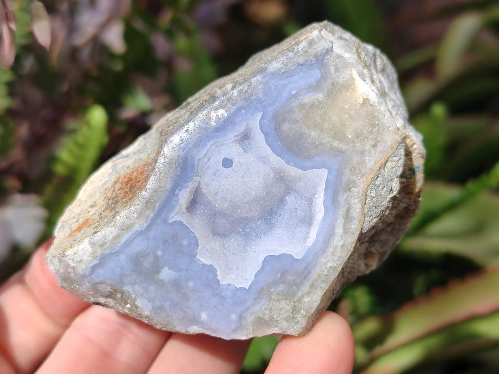Polished and Natural One Side Blue Lace Agate Geodes x 6 From Nsanje, Malawi - Toprock Gemstones and Minerals 